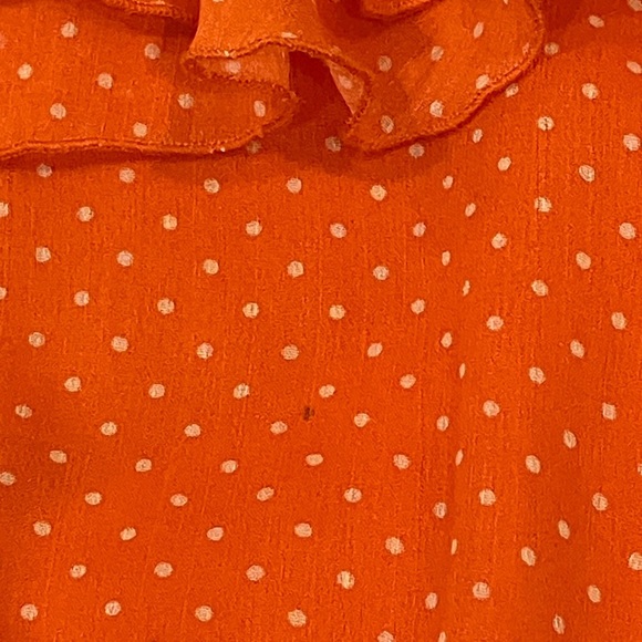 UK2LA women’s small Vibrant Orange polka dot ruffled lined Dress - Picture 12 of 13